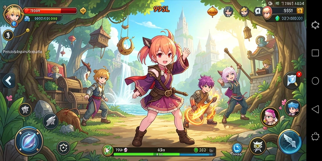 Screenshot gameplay 99SL menampilkan aksi karakter anime yang dinamis.