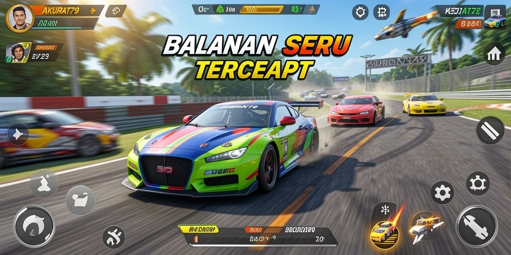 Tampilan gameplay balapan seru dan mendebarkan AKURAT79.