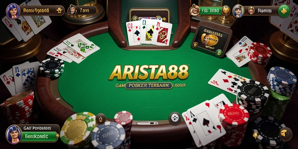 Screenshot utama ARISTA88 menampilkan gameplay Poker yang seru dan interaktif.
