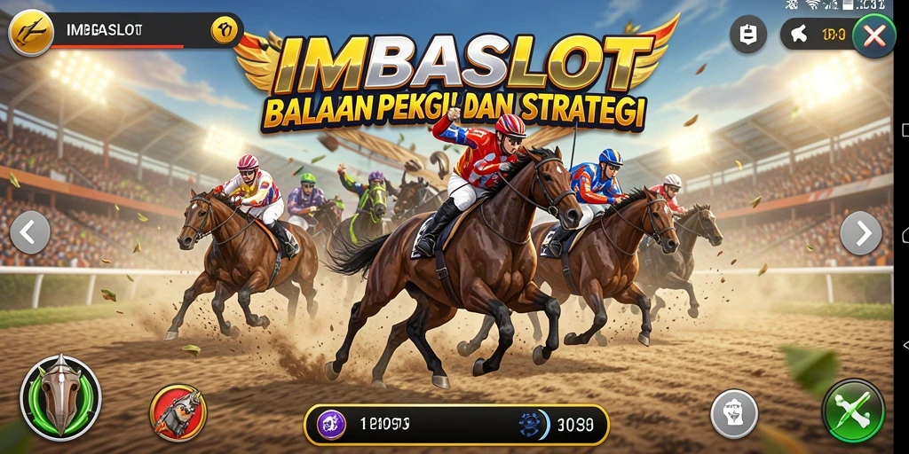 Tampilan utama gameplay IMBASLOT menampilkan aksi balapan yang mendebarkan.