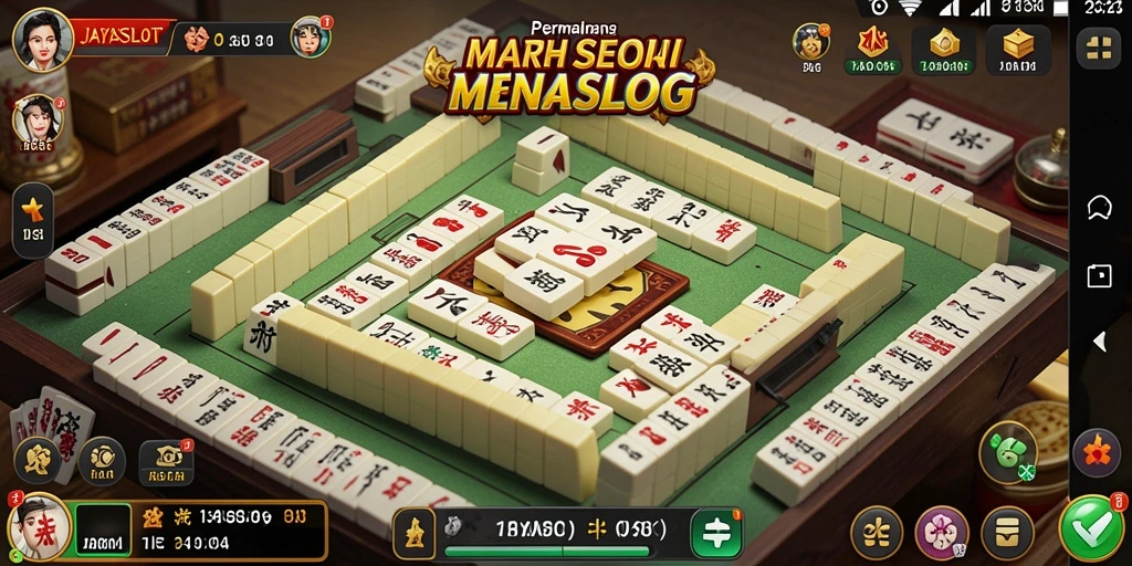 Gameplay JAYASLOT yang menampilkan berbagai ubin Mahjong.