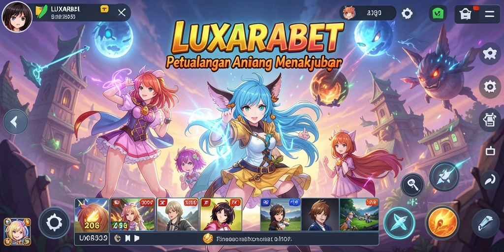 Screenshot utama LUXARABET menampilkan karakter anime yang beraksi.