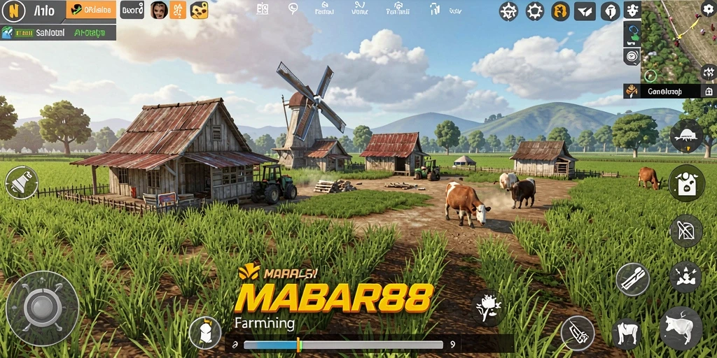 Screenshot utama MABAR88 menampilkan lahan pertanian yang subur dan aktif.