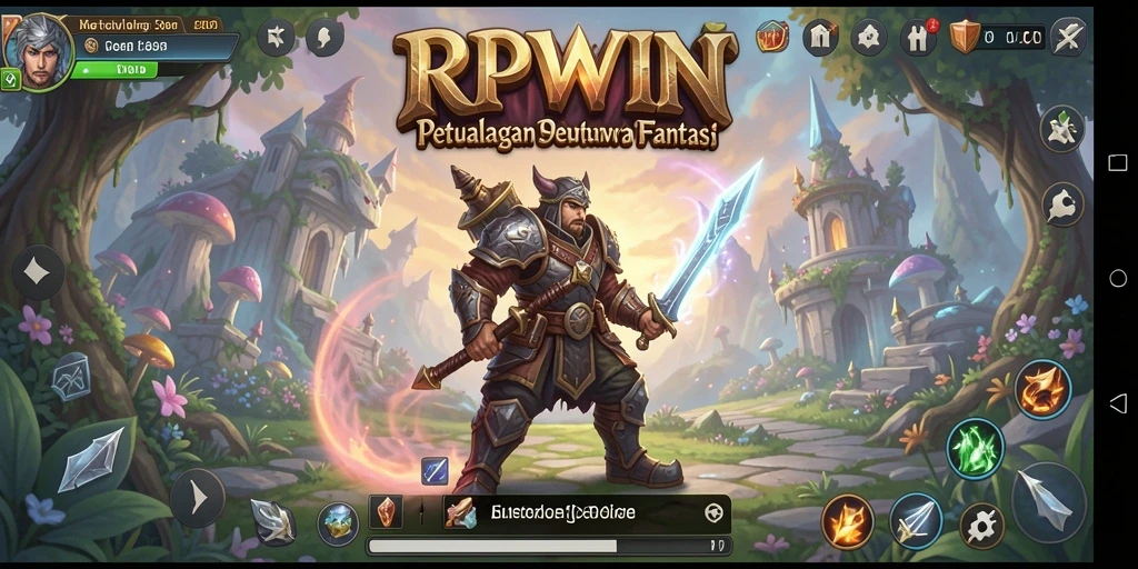 Screenshot menunjukkan gameplay RPWIN dengan karakter di tengah petualangan menakjubkan.