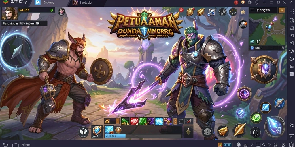 Screenshot dari gameplay MMORPG yang menampilkan pertarungan epik.