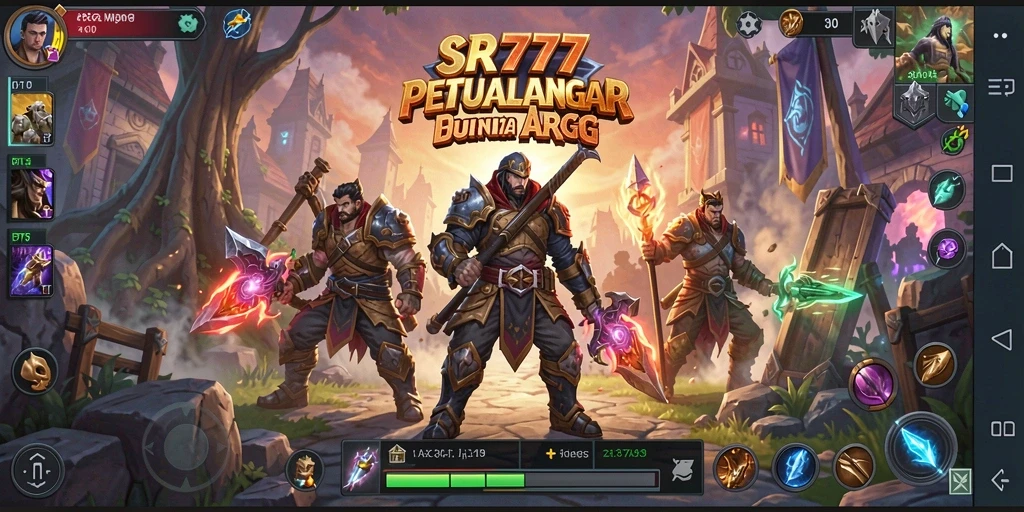 Tampilan gameplay SR777 dengan aksi pertempuran yang intens dan visual menawan.