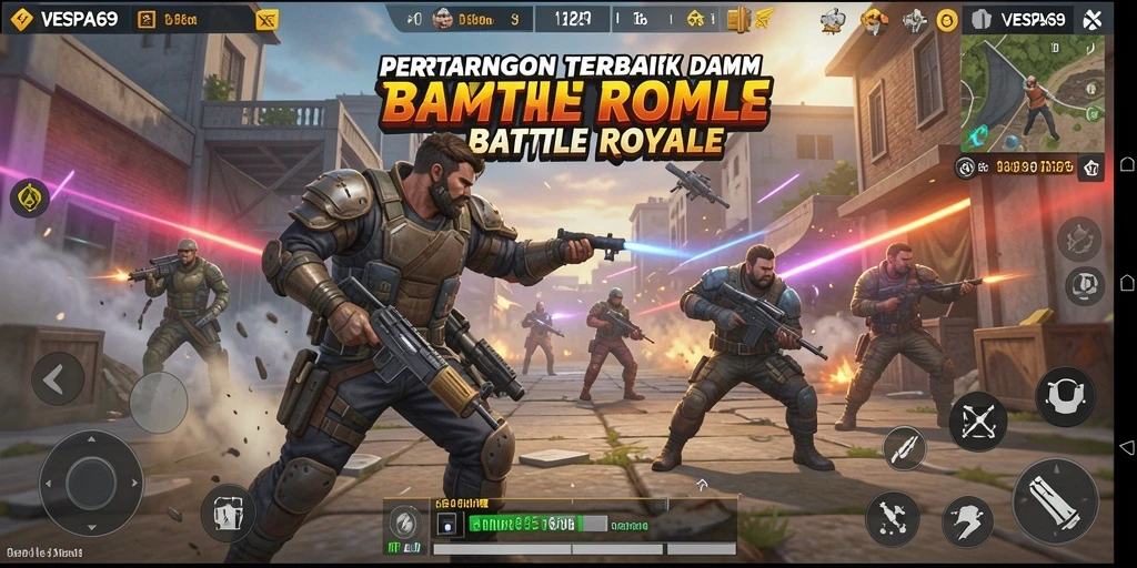 Screenshot VESPA69 menampilkan aksi seru dalam gameplay Battle Royale.