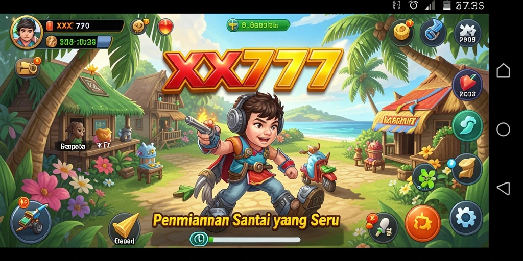 Screenshot gameplay XXX777 menampilkan aksi seru dan penuh warna.