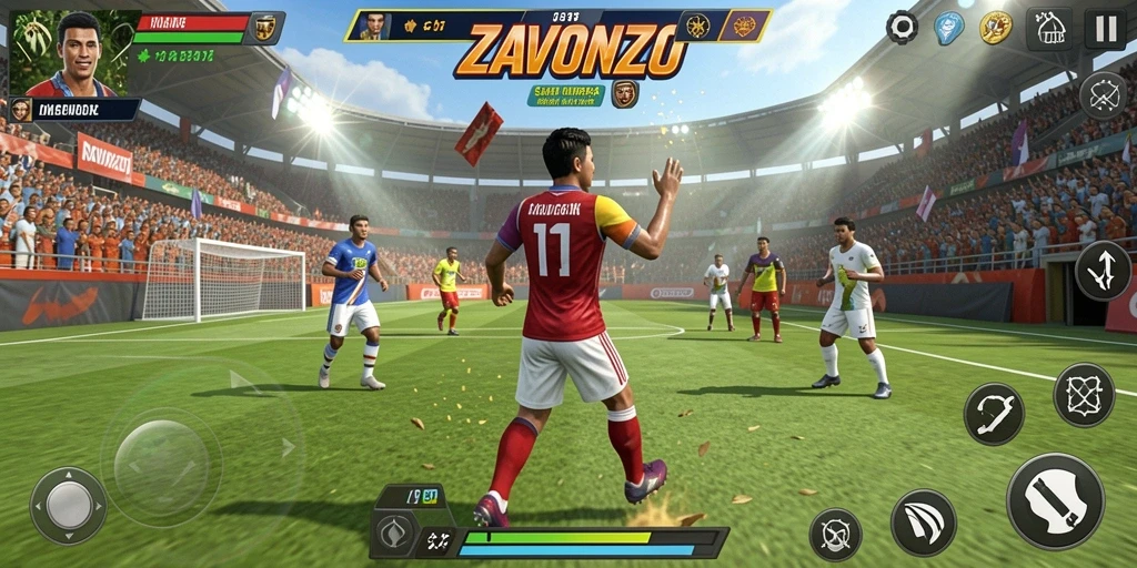 Tampilan game olahraga seru dengan kontrol intuitif.