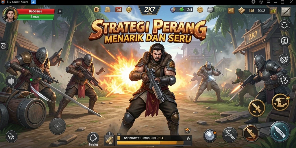 Screenshot gameplay ZK7 menampilkan pertempuran sengit dengan strategi yang cerdas.